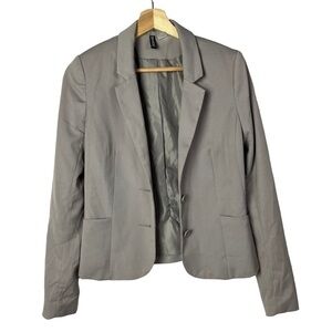 H&M Divided Taupe Gray Two Button Office Blazer 8